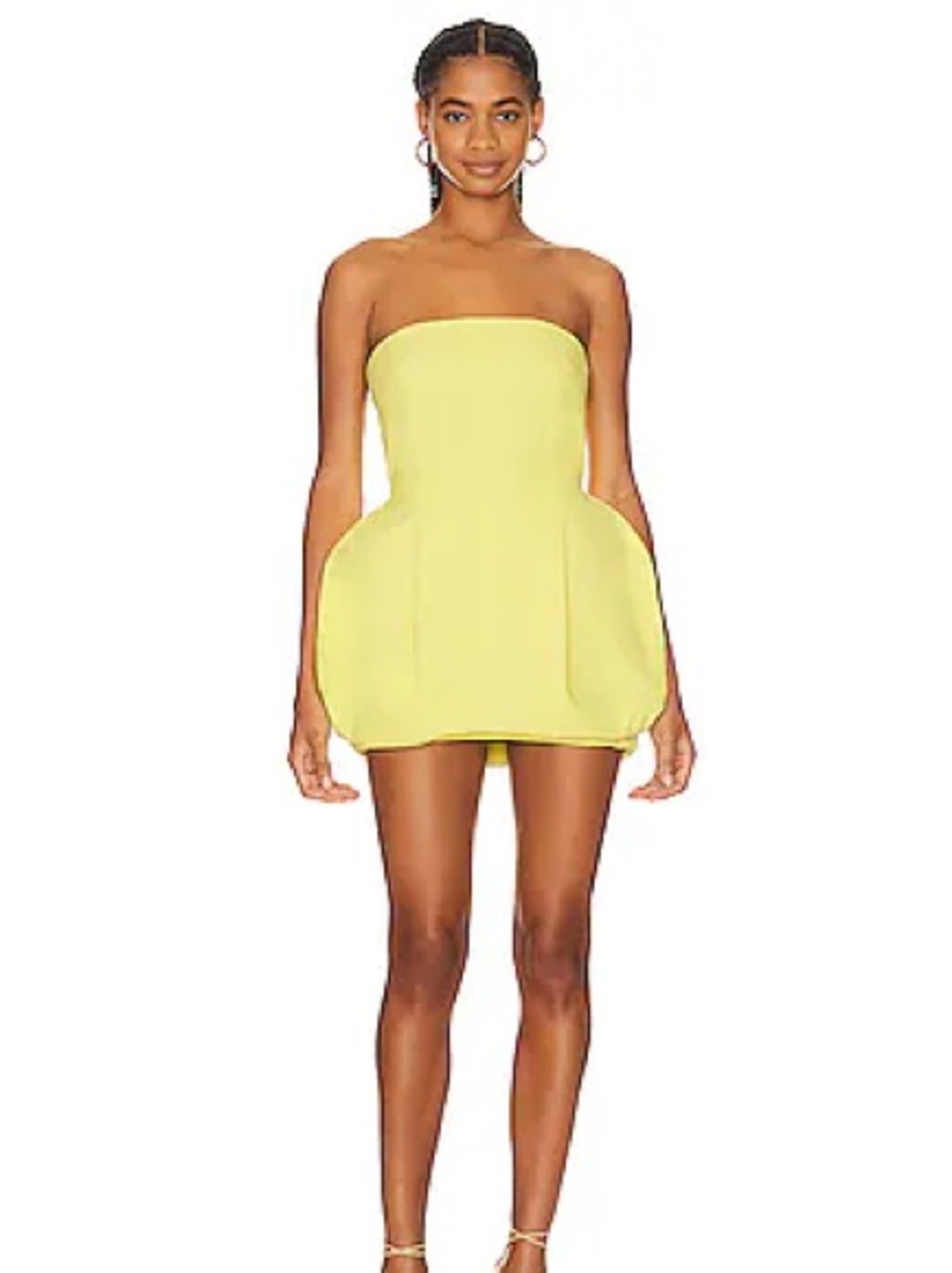 Strapless Bubble Mini Dress in Lemon Yellow